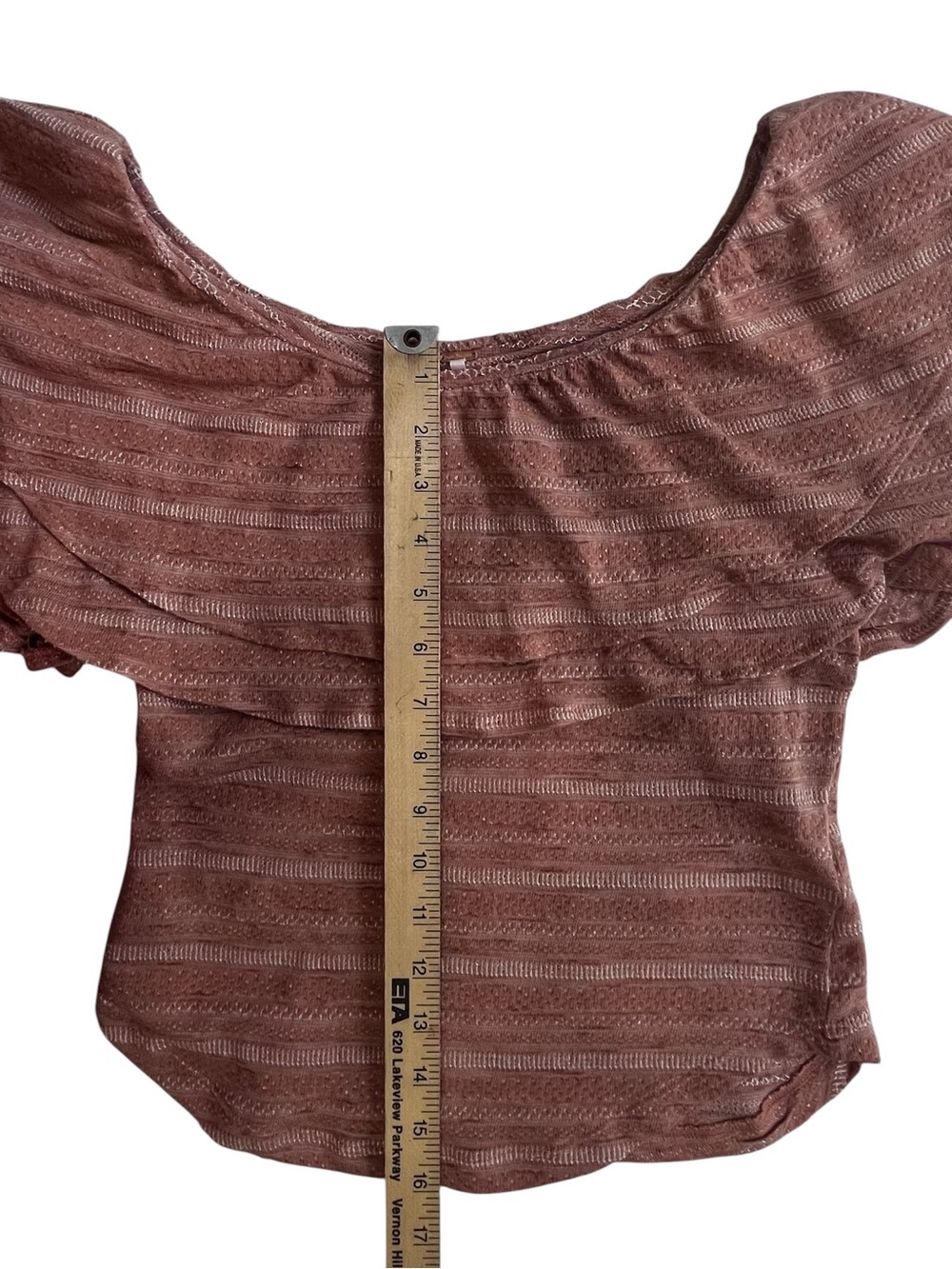 Free People Heirloom Ruffle Top Blush Pink Textured Knit Flutter Sleeve Size S - Picture 7 of 12